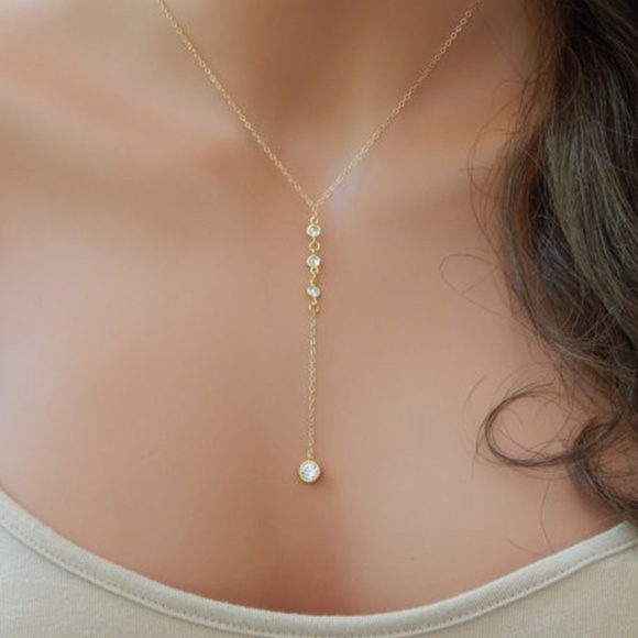The Secret Pine Jewelry - **ELOAH* Gold Simple Rhinestone Pendant Fashion Necklace